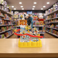 Toy set with characters from 'Despicable Me 2' on a track in a toy store.