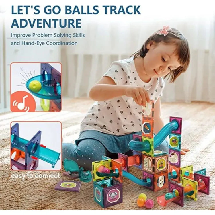 Light-Up Magnetic Marble Run Set – 56 Pcs Building Blocks for Kids