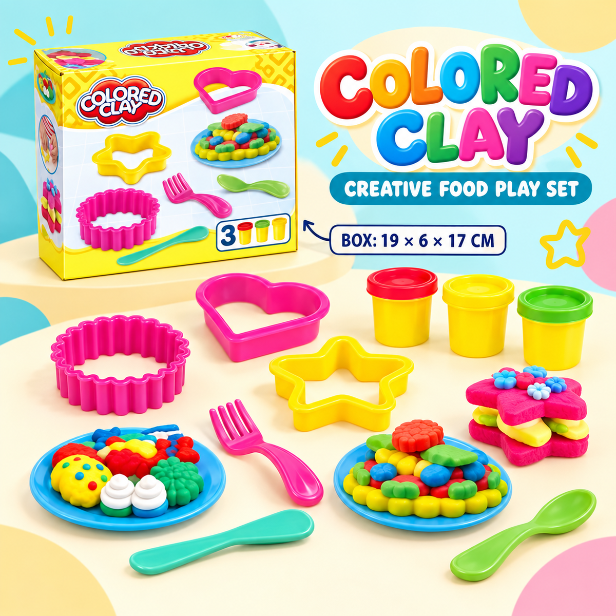 Modelling Clay Food Play Set with Shape Cutters