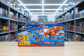 Toy box with 'Fire Storm' branding on a shelf in a toy store