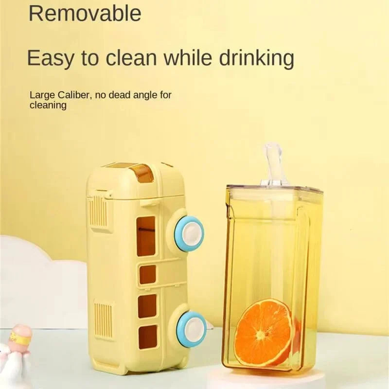 Bus Buddy – 500ml Kids Water Bottle with Moving Wheels & Silicon Straw