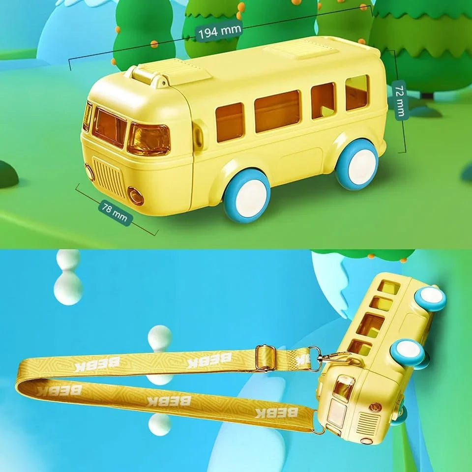 Bus Buddy – 500ml Kids Water Bottle with Moving Wheels & Silicon Straw