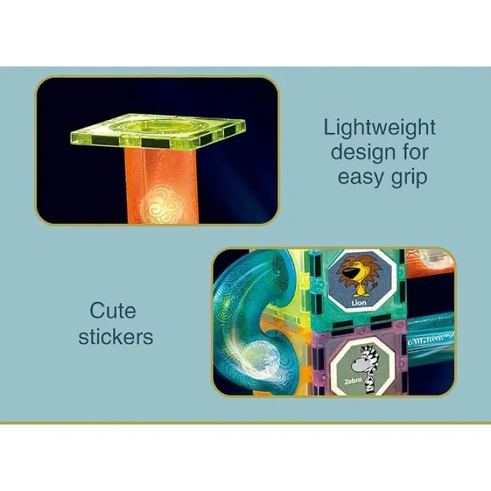 Light-Up Magnetic Marble Run Set – 56 Pcs Building Blocks for Kids