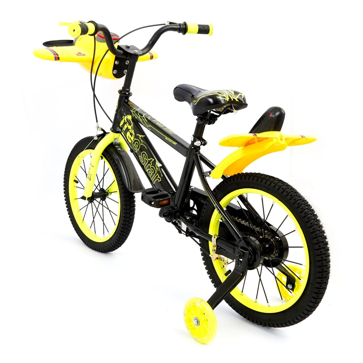 Free Star 16-Inch Kids Bicycle Black and Neon Yellow