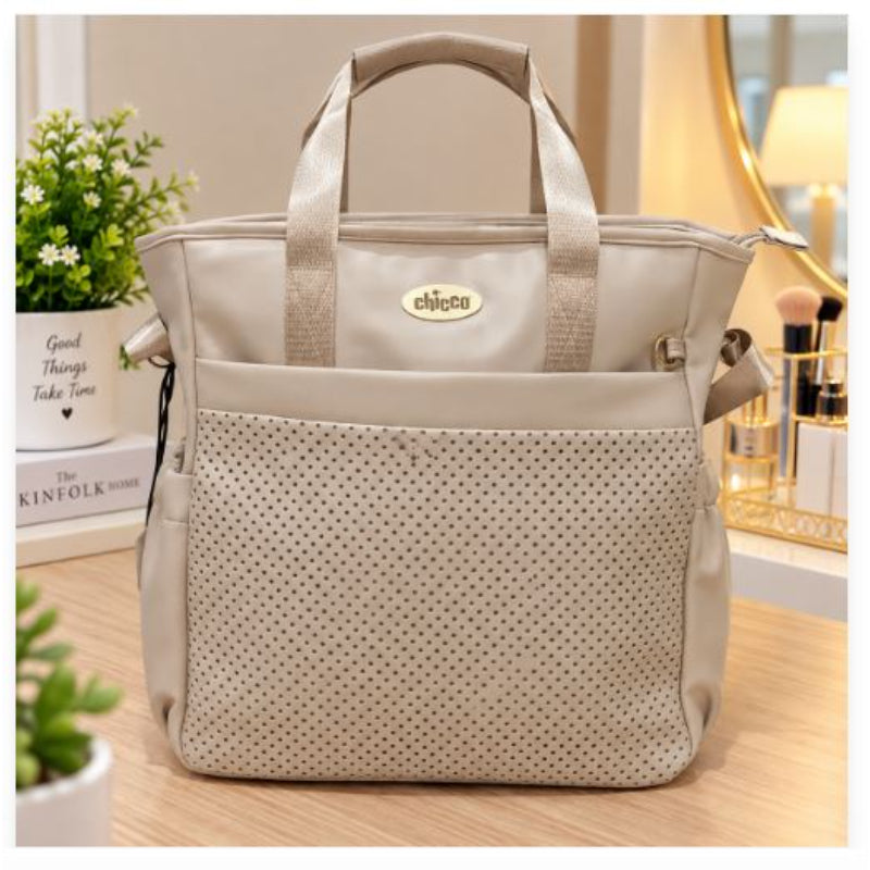 Cream Dotted Panel Baby Tote BGG-1-31