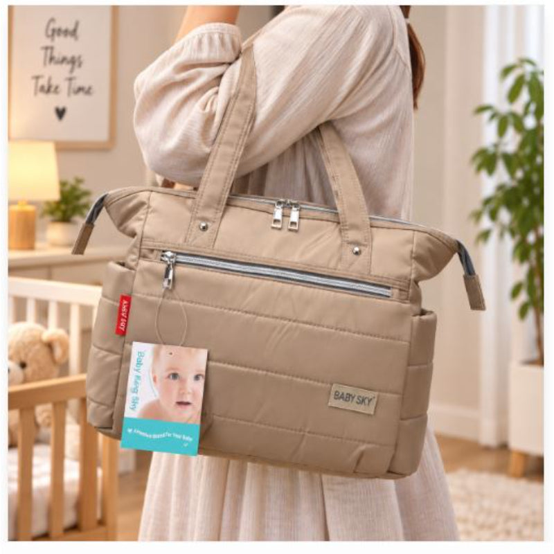 Beige Panelled Baby Tote BGG-1-38