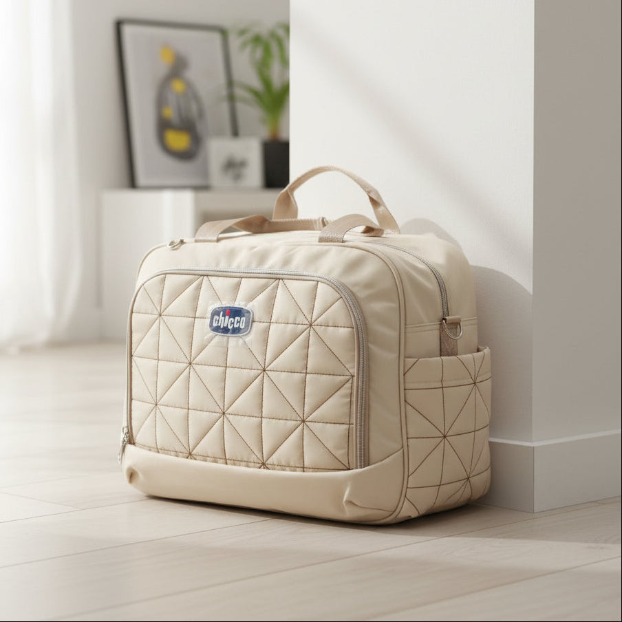 Cream Geometric Quilt Baby Bag BGG-1-34