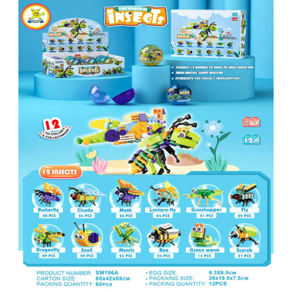 Mini Insect Building Block Toy in Egg Case