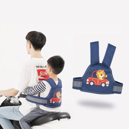 Child safety harness with cartoon design on a white background