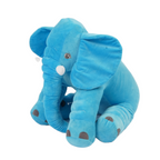 Blue plush elephant toy on a white background