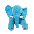 Blue plush elephant toy on a white background