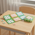 Children's number puzzle on a wooden table with a soft background