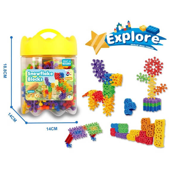 Snowflake Interlocking Blocks in Carry Jar