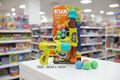 Toy air gun with colorful packaging on a store shelf