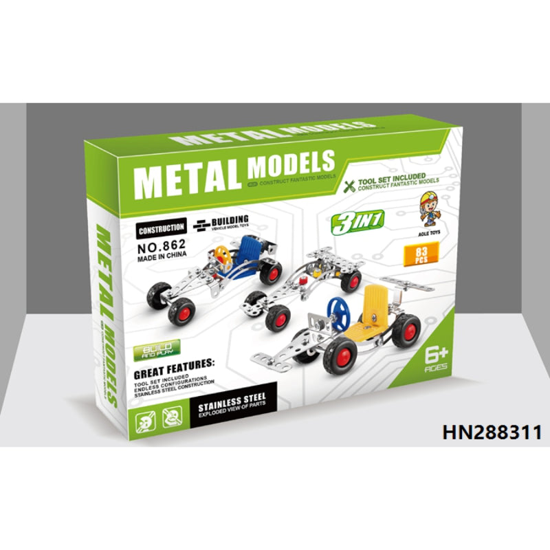 3-in-1 Metal Vehicle Construction Set - 862