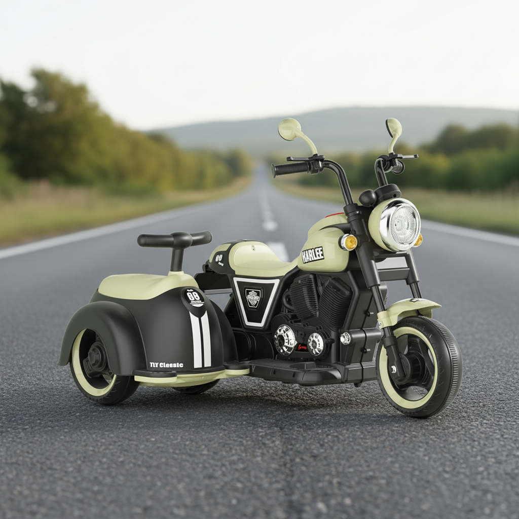 Kids Battery Ride-On Motorbike with Sidecar MB-69-1GRN