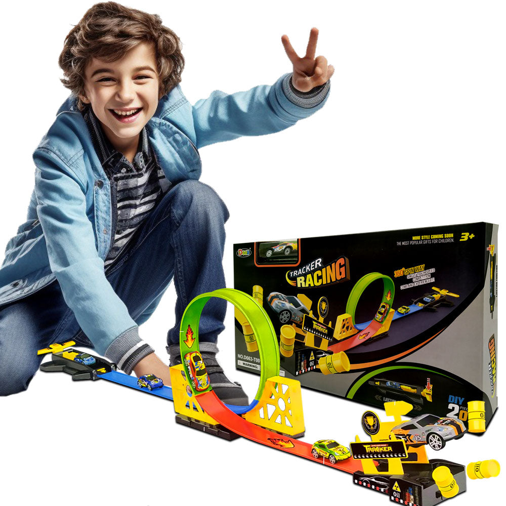 Tracker Racing Set – 360° Rotation Loops Car Track