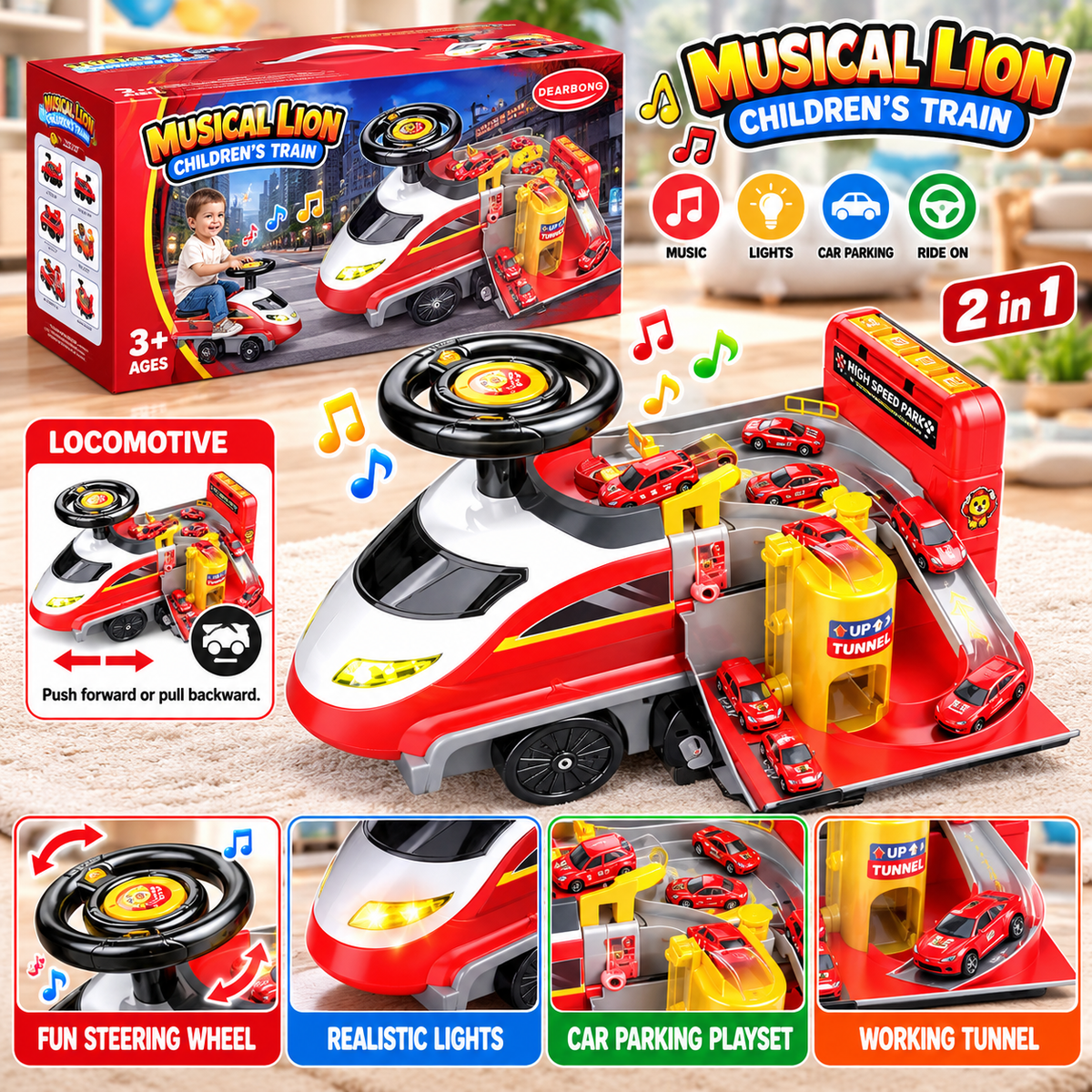 Kids Train Ride-On and Parking Playset PC-2015555