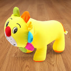 Colorful toy lion on a wooden floor
