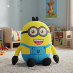 Plush toy resembling a character from a popular movie in a child's room with toys and furniture.