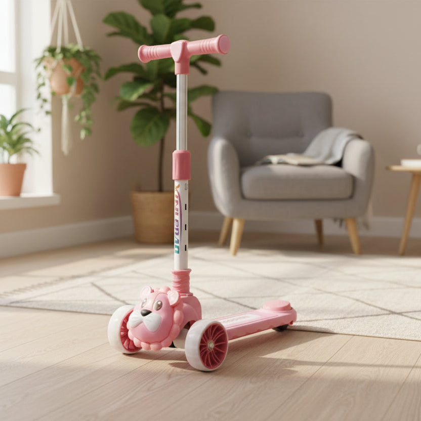 Kids Animal Face Three-Wheel Scooter Pink SKTY-8Q