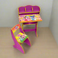 Children's desk and chair set with cartoon character design on a plain background