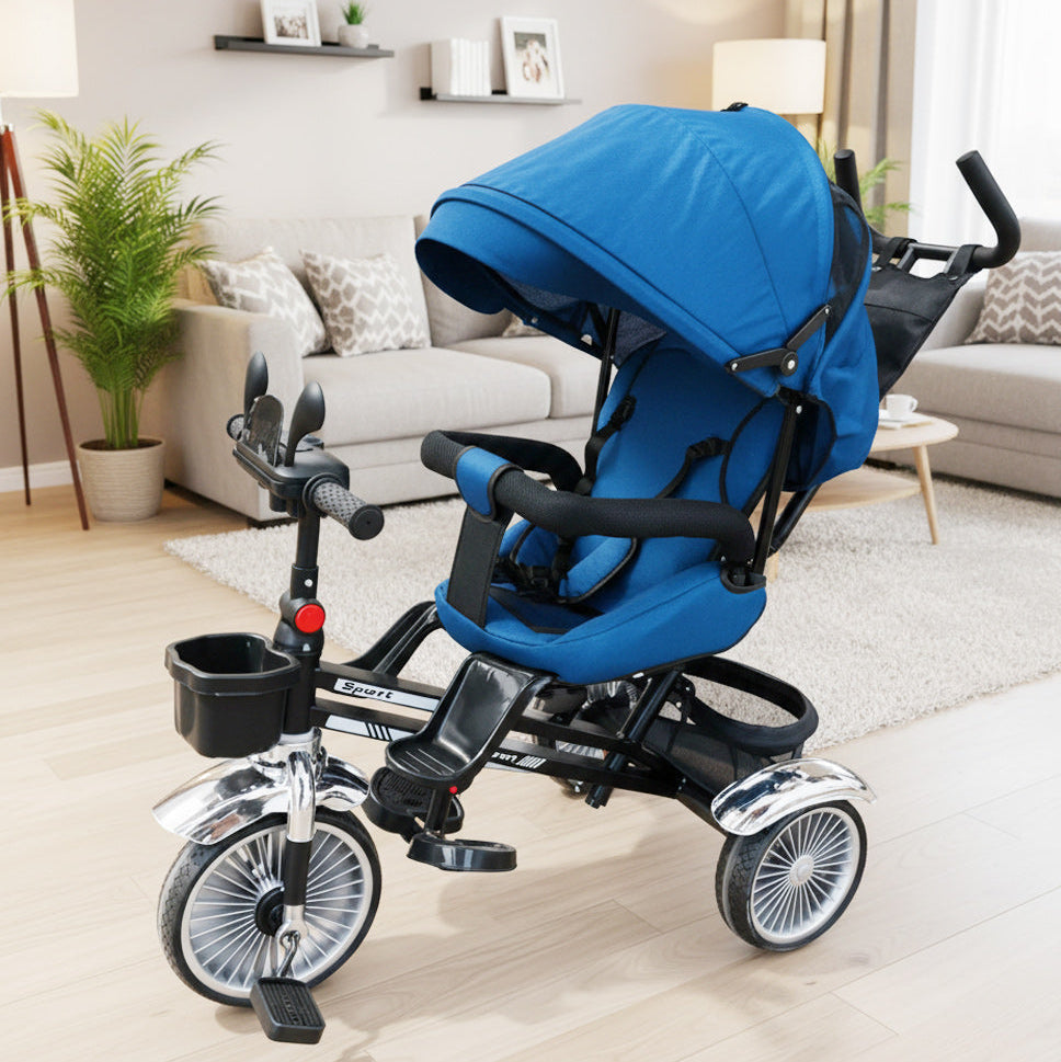 Kids Blue Canopy Push-Handle Tricycle T-50X