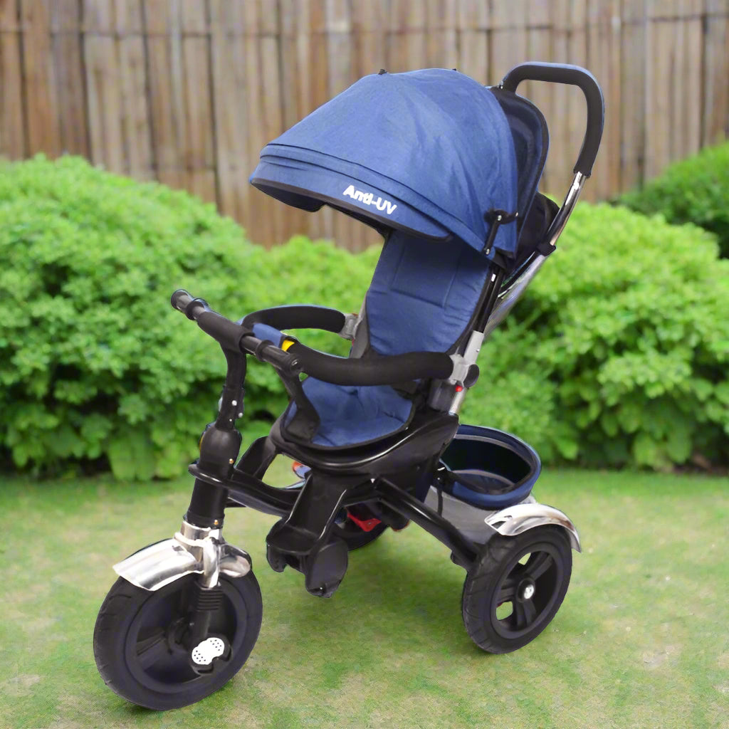 Kids Navy Canopy Push-Handle Ride-On T-5570