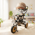 Kids Beige Motorbike-Style Canopy Tricycle T-628BXT