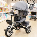 Kids Grey Canopy Push-Handle Tricycle T-8X